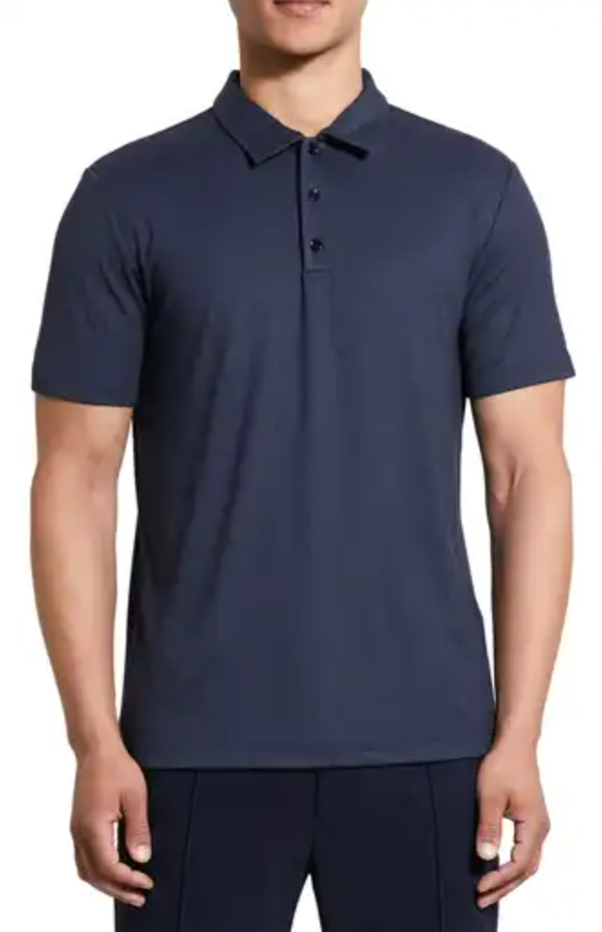 Theory Willem Eclipse Cosmos Navy Cotton Top Mens Size S NWT Stretch Knit Casual